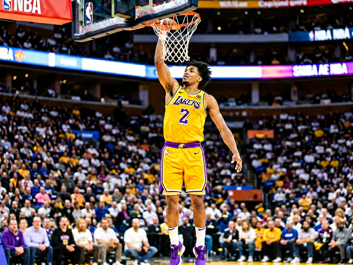 NBA比赛现场，球员扣篮精彩瞬间